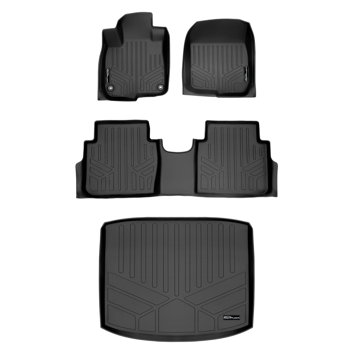 SA0250-B0250-D0386 Custom Fit 2 Rows Floor Mats & Cargo Liner Set for 2017-2021 Honda CR-V, Black