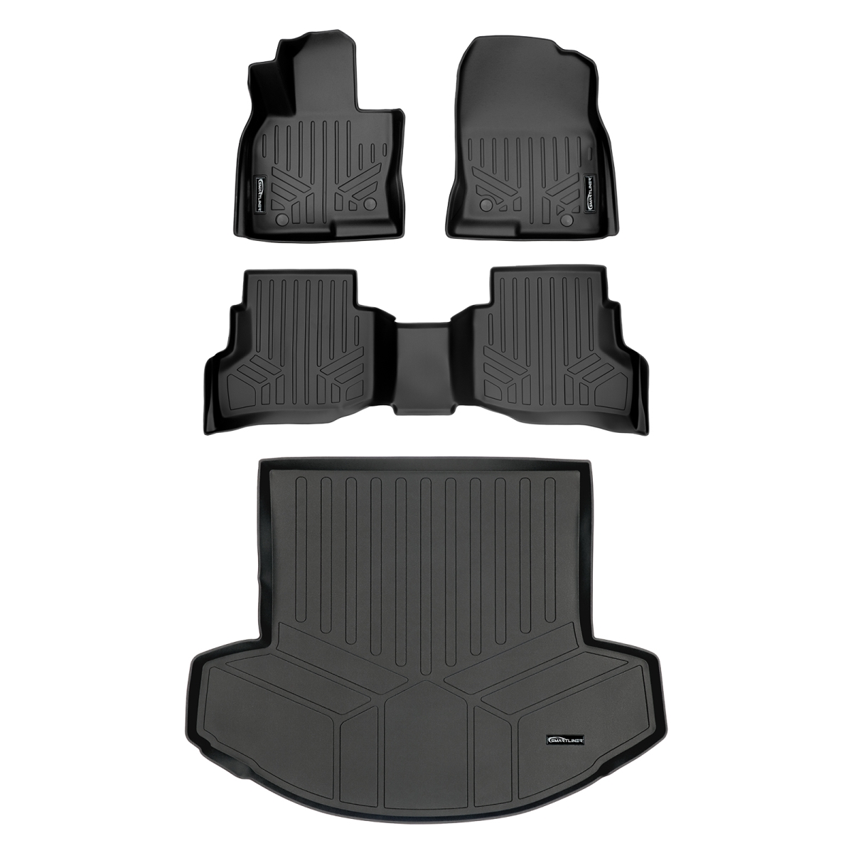 SA0257-B0257-D0257 Custom Fit 2 Row Behind Floor Mats & Cargo Liner with Bench Seat for 2016-2022 Mazda CX-9, Black