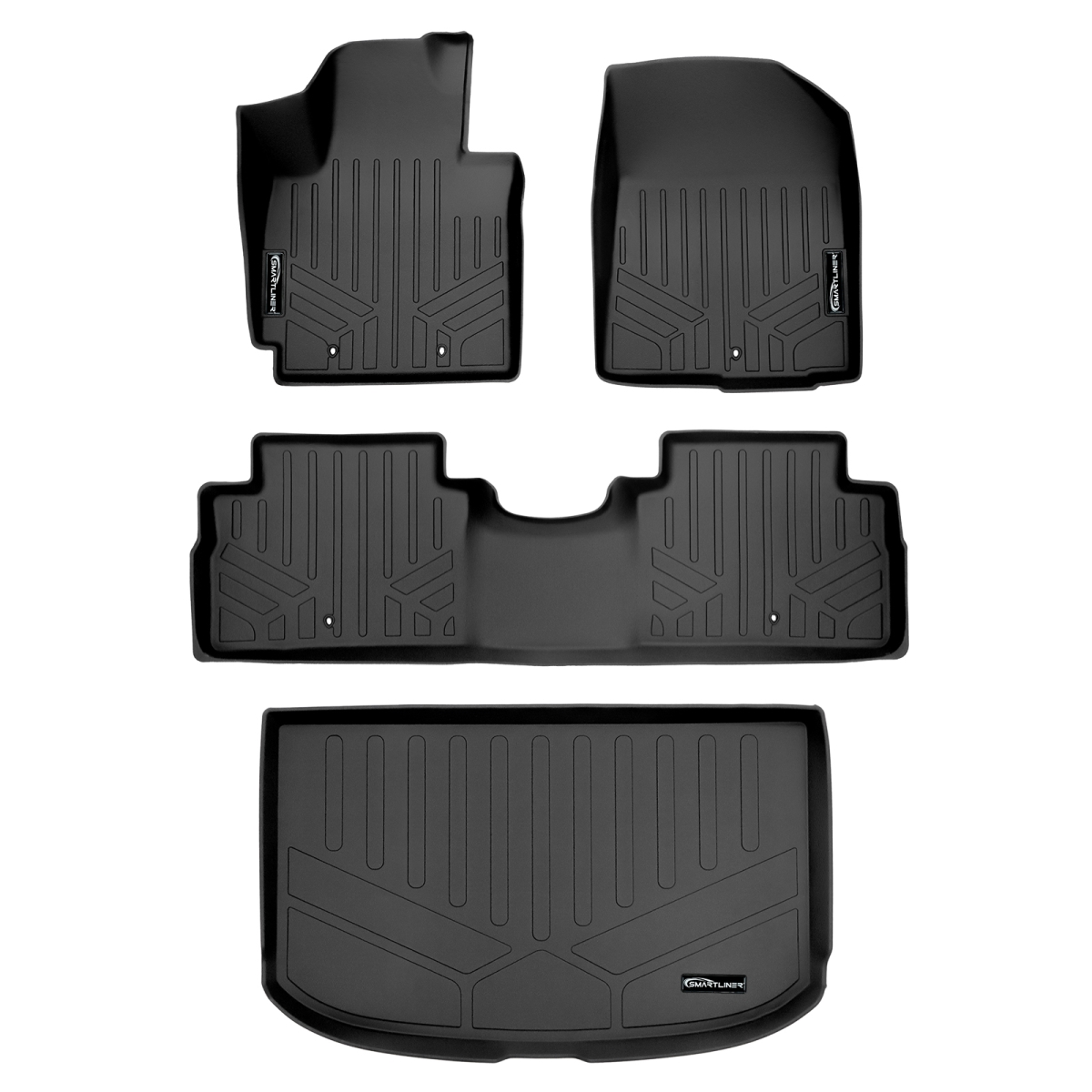 SA0266-B0266-D0266 Custom Fit 2 Rows Floor Mats & Cargo Liner Set for 2014-2019 Kia Soul, Black