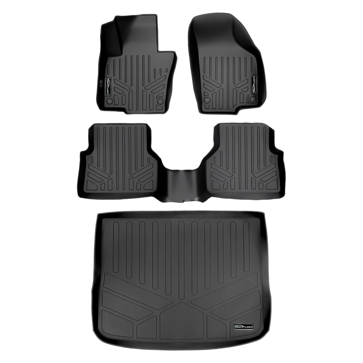 SA0280-B0280-D0280 Custom Fit 2 Rows Floor Mats & Cargo Liner Set for 2009-2017 Volkswagen Tiguan, Black