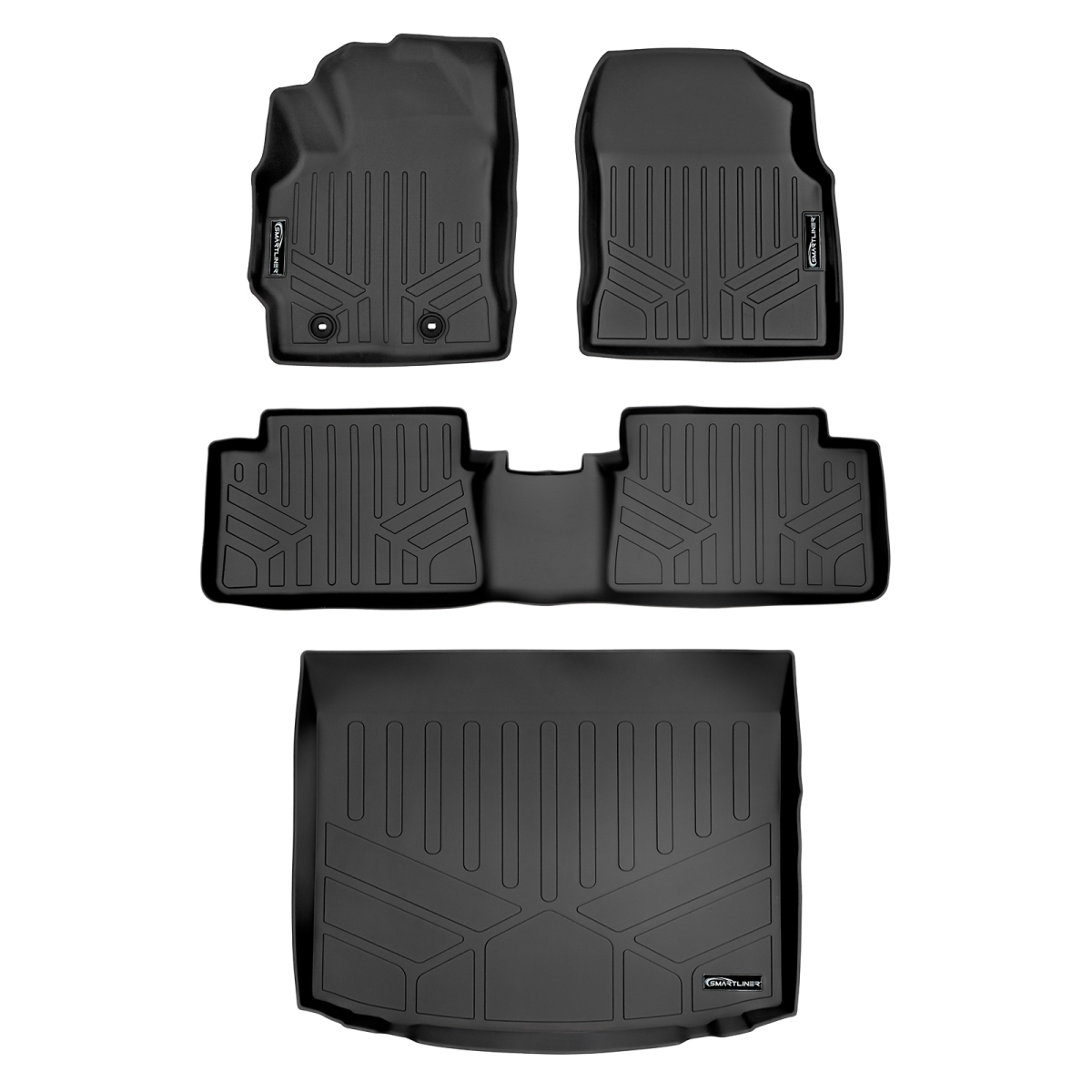 SA0299-B0299-D0299 Custom Fit 2 Rows Floor Mats & Cargo Liner Set for 2017-2018 Toyota Corolla iM, Black
