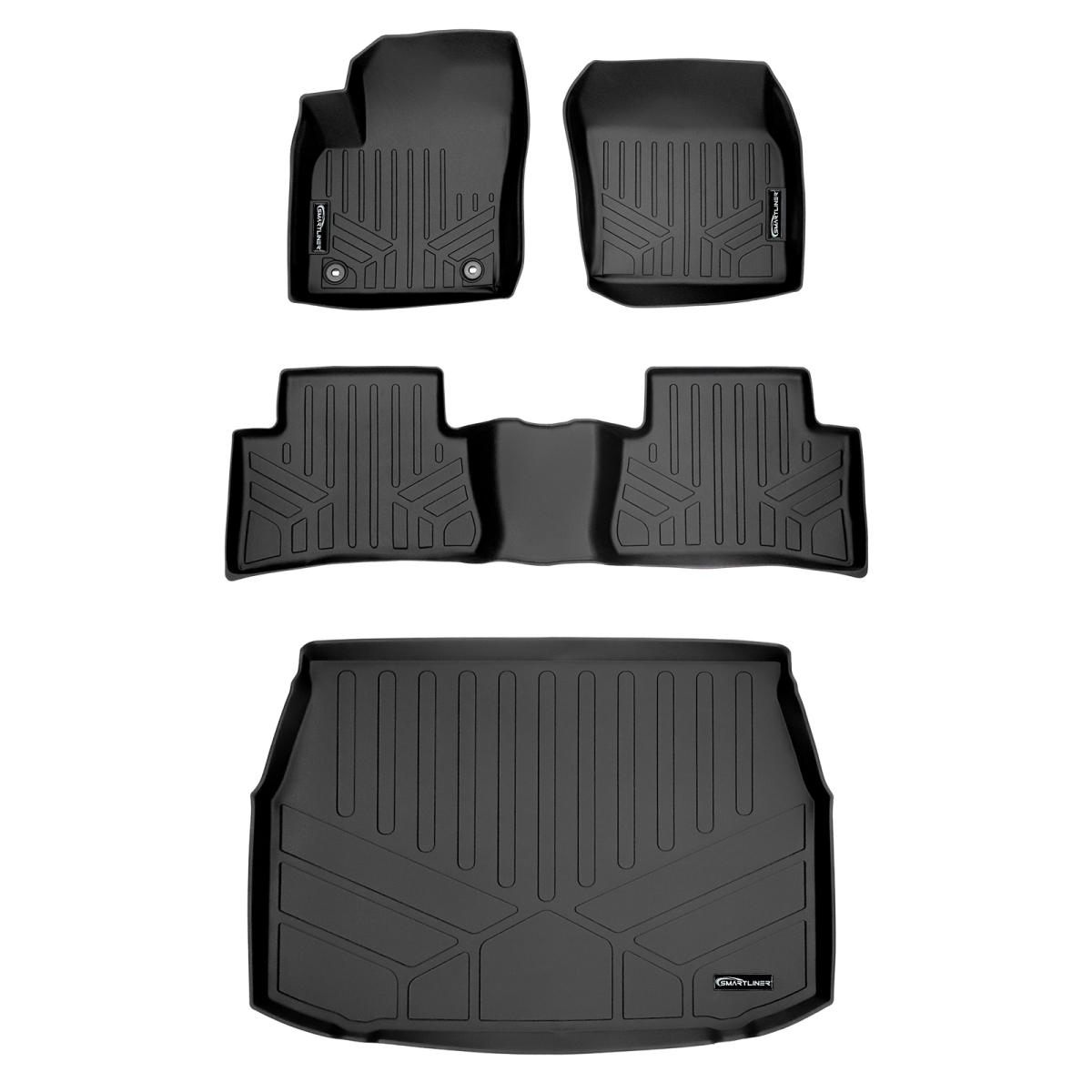 SA0314-B0314-D0314 Custom Fit 2 Rows Floor Mats & Cargo Liner Set for 2018-2021 Toyota C-HR, Black