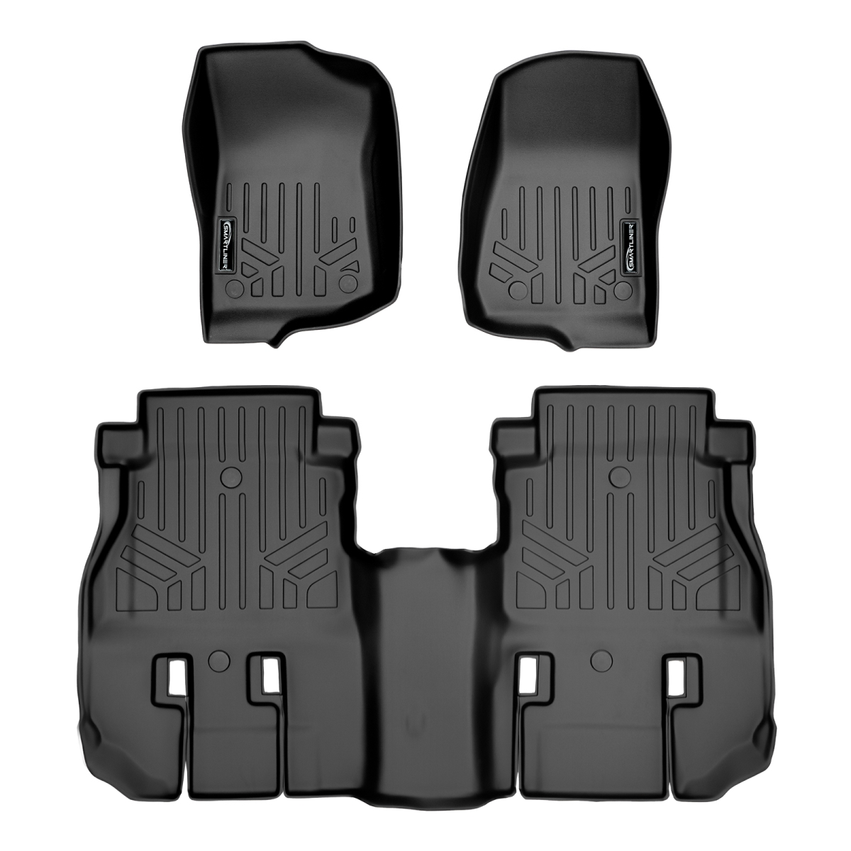 SA0316-B0316 2 Row Floor Mats Liner Set for 2018-2021 Jeep Wrangler, Black