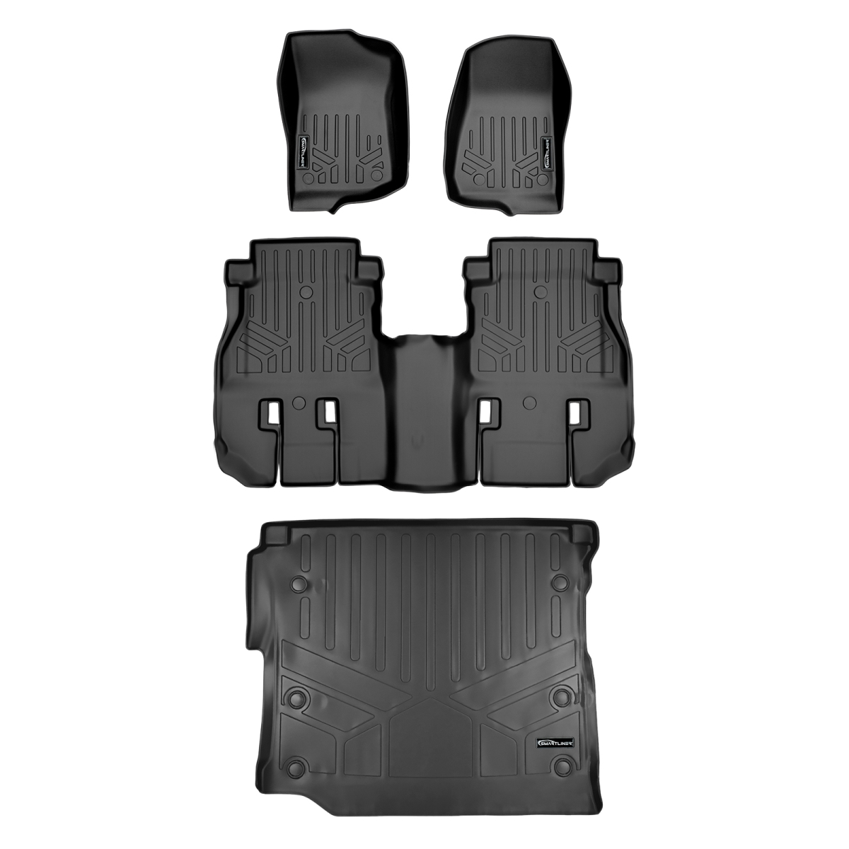 SA0316-B0316-D0316 Custom 2 Rows Floor Mats & Cargo Liner Set for 2018-2020 Jeep Wrangler, Black