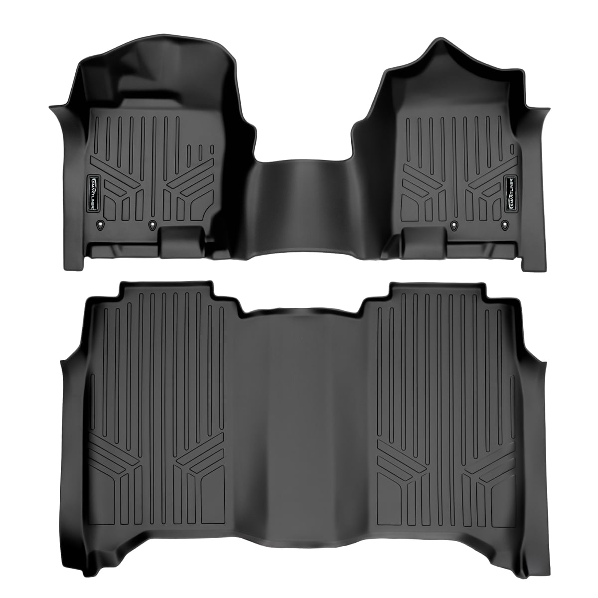 SA0329-B0329 2 Row Floor Mats Liner Set with 1st Row Bench Seat Without Underseat Toolbox for 2017-2021 Nissan Titan, Black