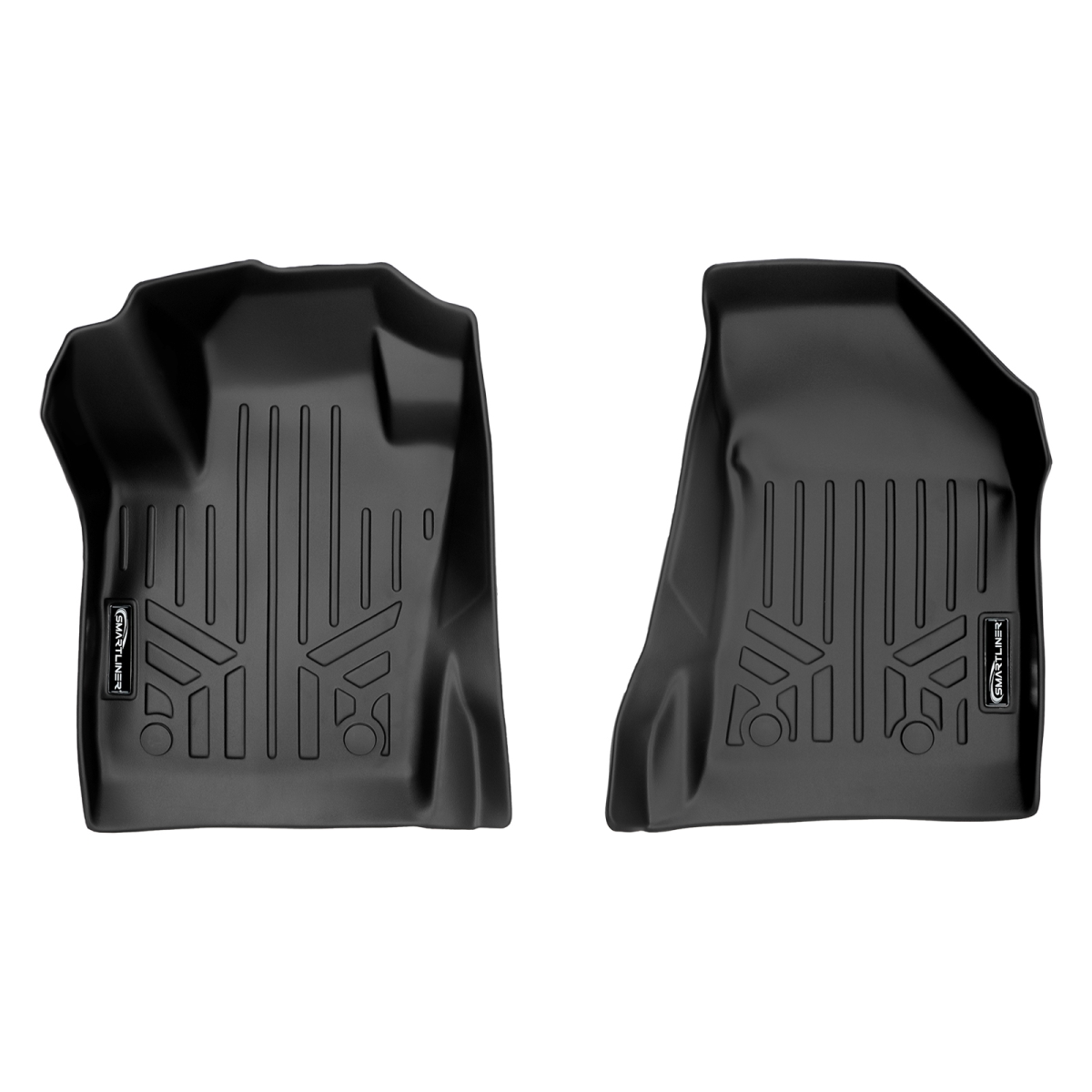 SA0331 1st Row Floor Mats Liner Set with Dual Driver Side Floor Hooks for 2017-2021 Jeep Compass, Black