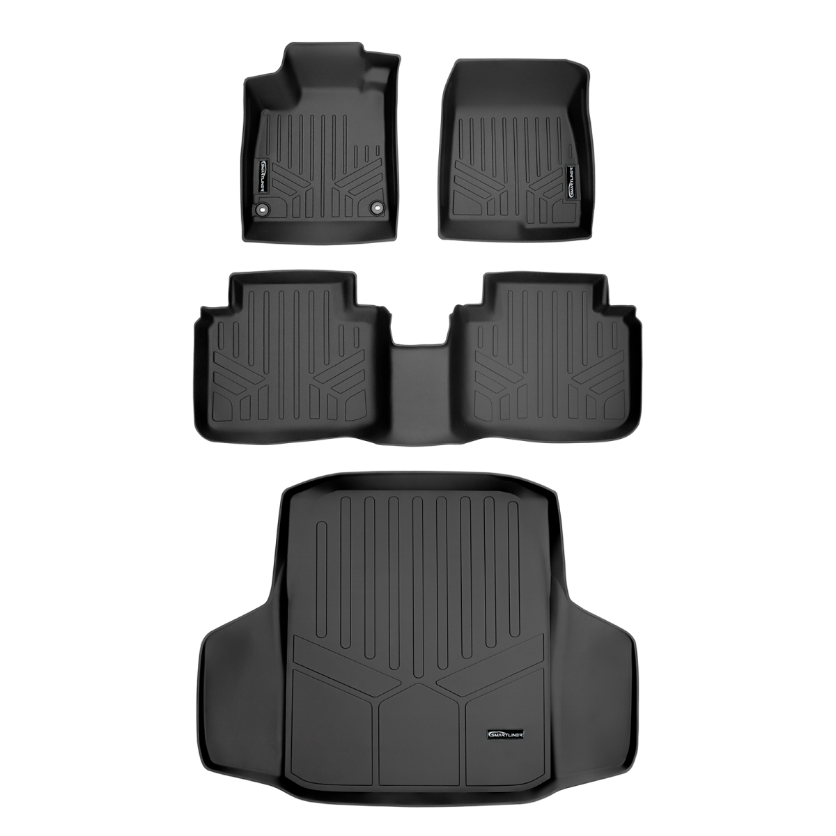 SA0341-B0341-D0341 Custom Fit 2 Rows Floor Mats & Cargo Liner Set for 2018-2022 Honda Accord - All Models, Black