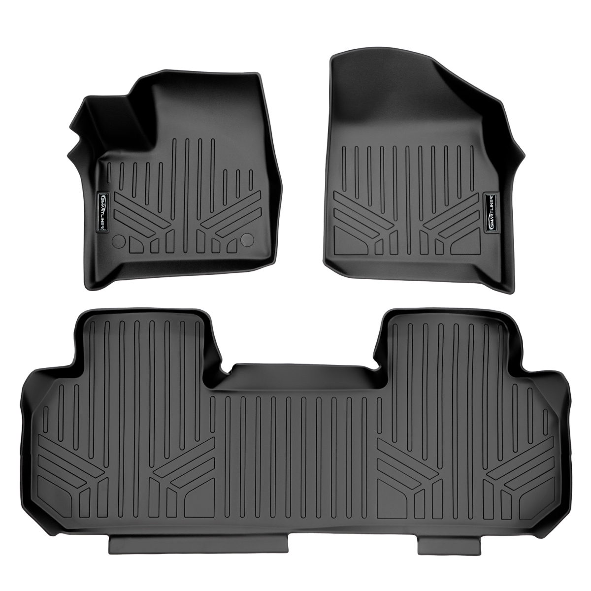SA0343-B0343 Custom Fit 2 Row Floor Mats Liner Set with Bench Seat for 2018-2022 Chevrolet Traverse, Black