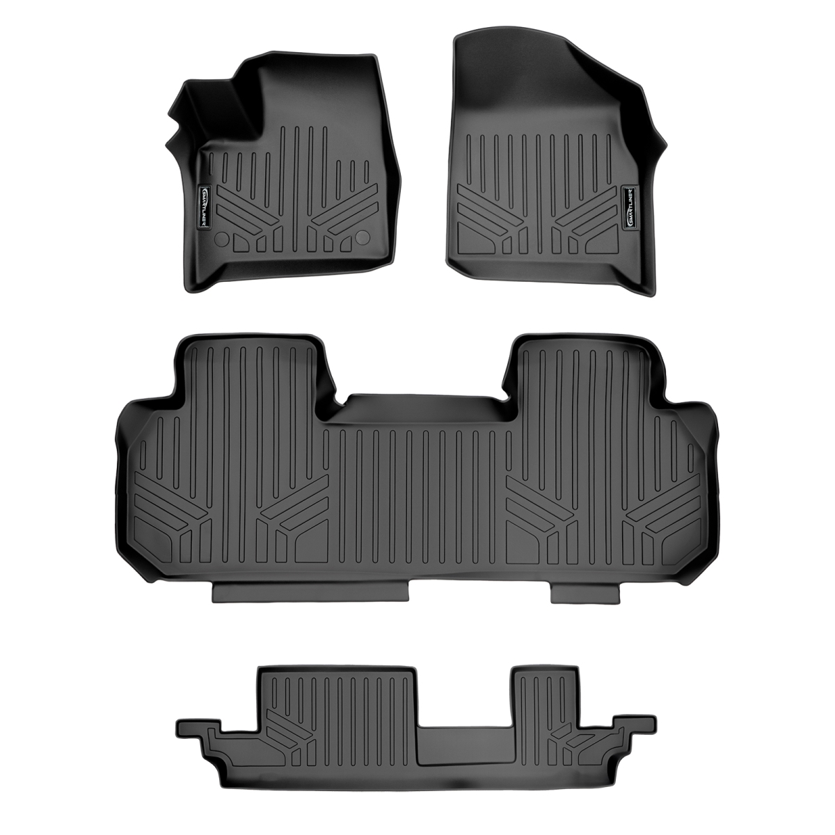 SA0343-B0343-C0343 Custom Fit 3 Row Floor Mats Liner Set with 2nd Row Bench Seat for 2018-2022 Chevrolet Traverse, Black