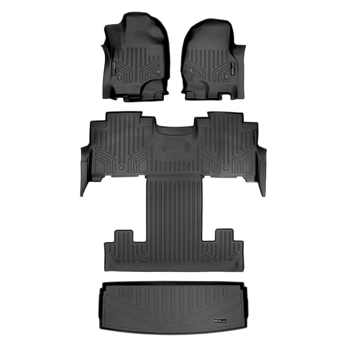 SA0350-B0350-E0350 Behind 3rd Row Floor Mats & Cargo Liner Set 2nd Row Bucket Seats for 2018-2022 Ford Expedition, Black