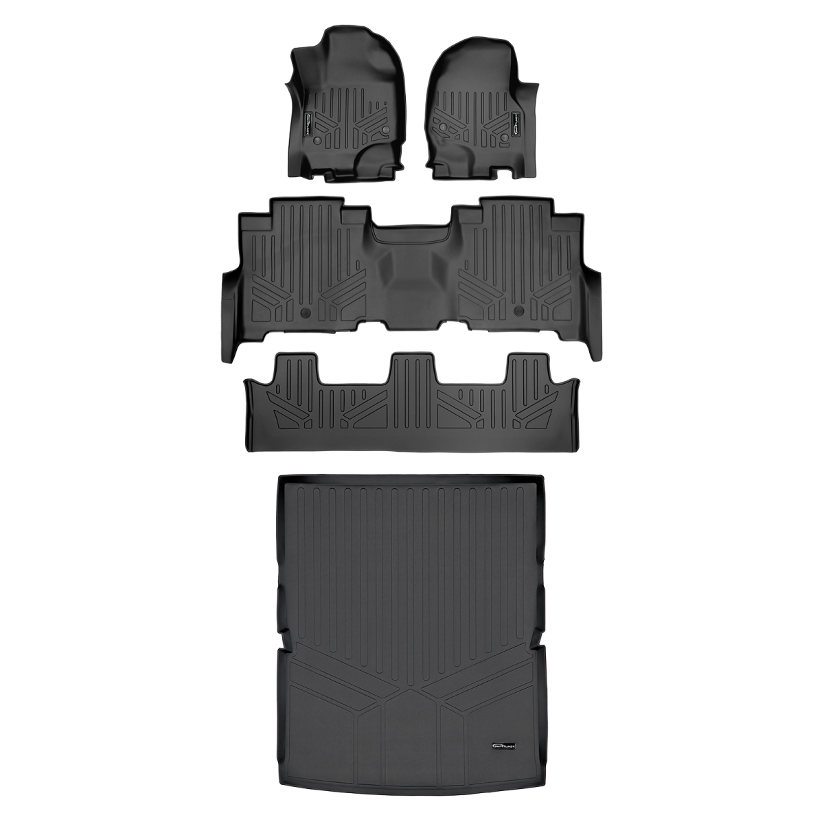 SA0350-B0351-C0351-D0351 3 Rows Behind 2nd Row Floor Mats & Cargo Liner Set Bench Seat for 2018-2022 Ford Expedition, Black