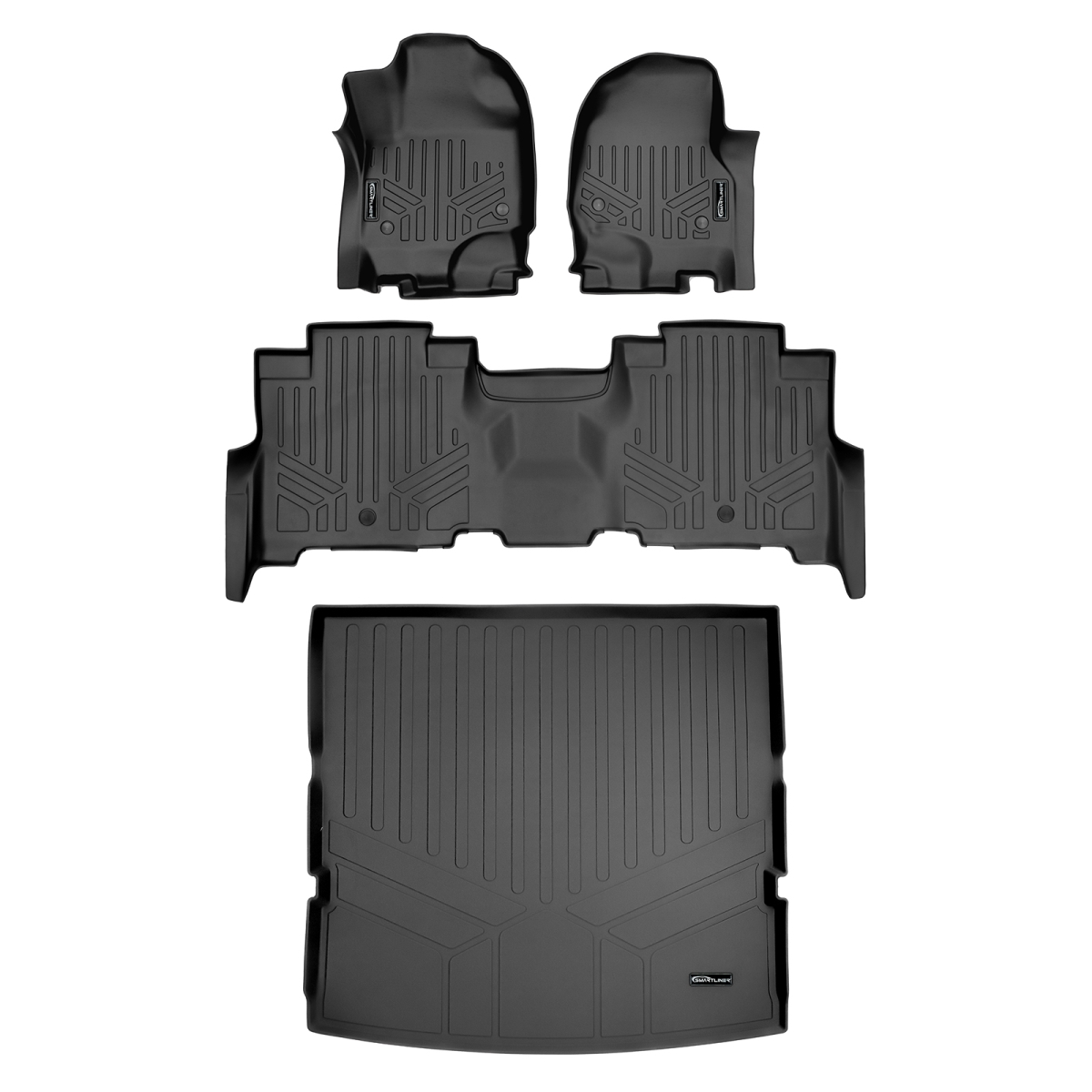 SA0350-B0351-D0350 Behind 2nd Row Floor Mats & Cargo Liner Set - Row Bench Seat for 2018-2020 Ford Expedition, Black