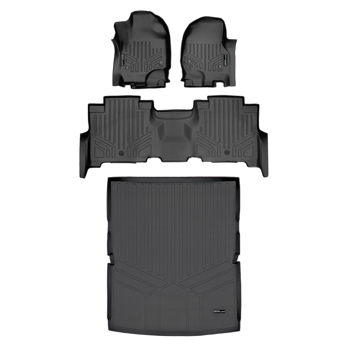 SA0350-B0351-D0351 2 Rows Behind Floor Mats & Cargo Liner Set - Bench Seat for 2018-2022 Ford Expedition, Black