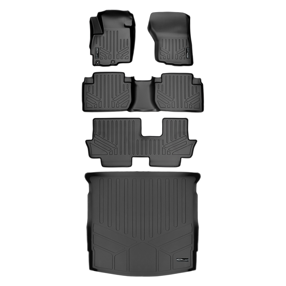 SA0355-B0355-C0355-D0355 Custom 3 Rows Behind 2nd Row Floor Mats & Cargo Liner Set for 2014-2021 Mitsubishi Outlander, Black