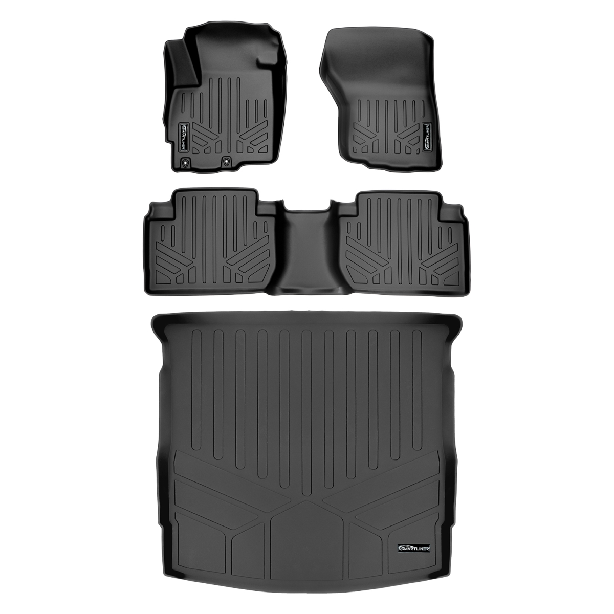 SA0355-B0355-D0355 Custom 2 Rows Floor Mats & Cargo Liner Set for 2014-2021 Mitsubishi Outlander, Black
