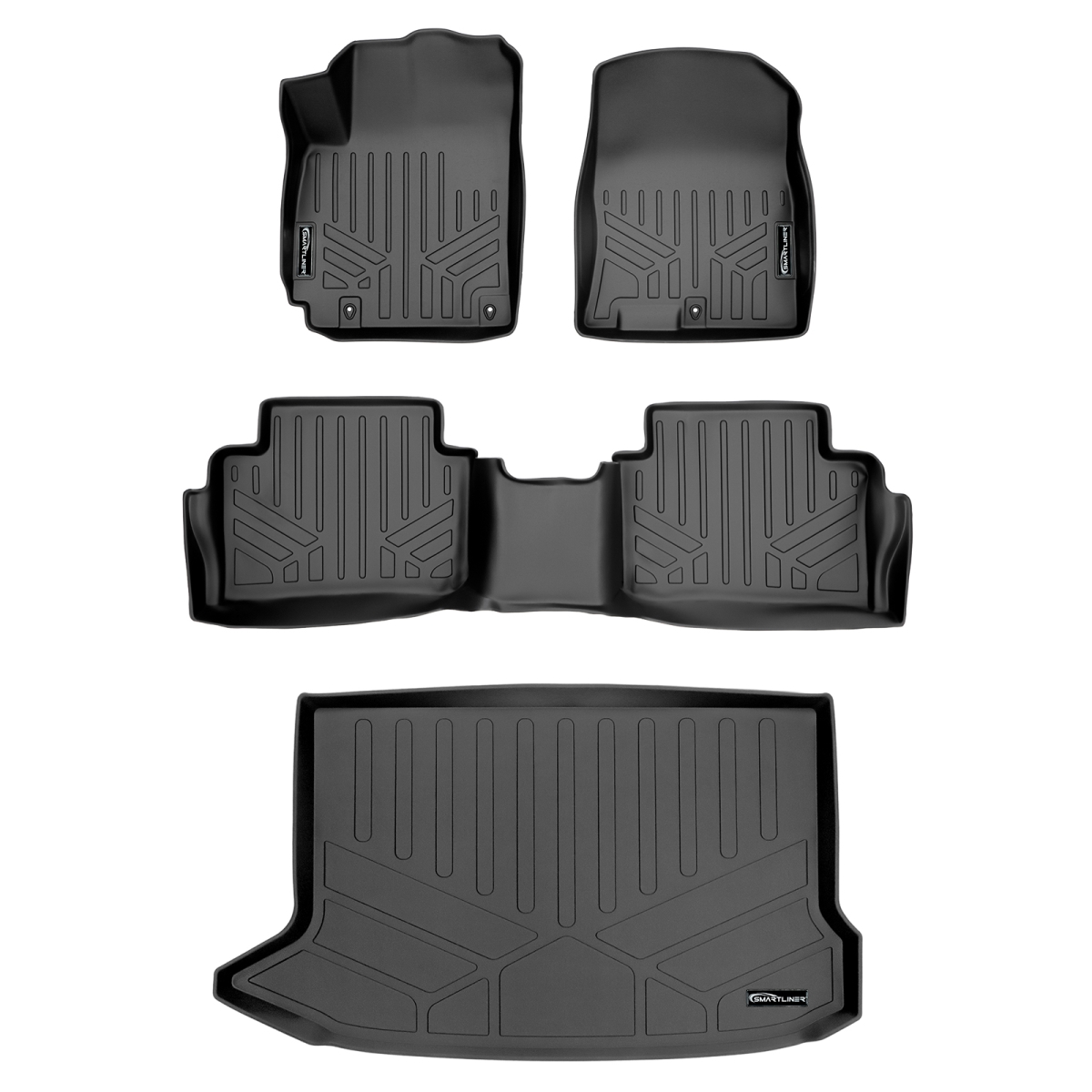 SA0371-B0371-D0371 Custom Fit 2 Rows Floor Mats & Cargo Liner Set for 2018-2022 Hyundai Kona, Black