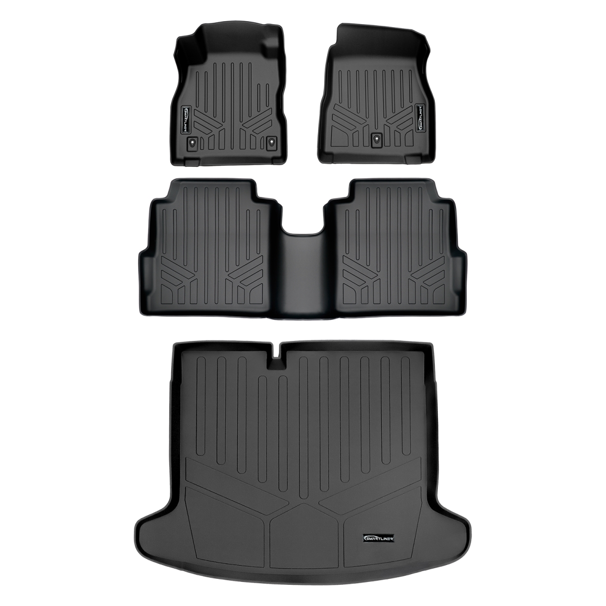 SA0376-B0376-D0376 Custom Fit 2 Rows & Cargo Liner Trunk Set Floor Mats for 2018-2021 Nissan Kicks, Black