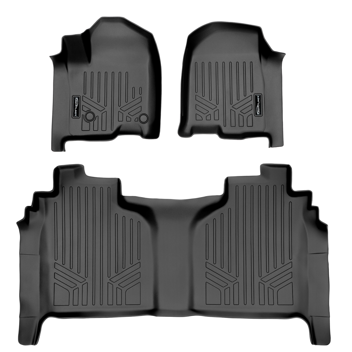 SA0400-B0400 2 Row Floor Mats Liner Set for 2019-2021 Silverado 1500, Black