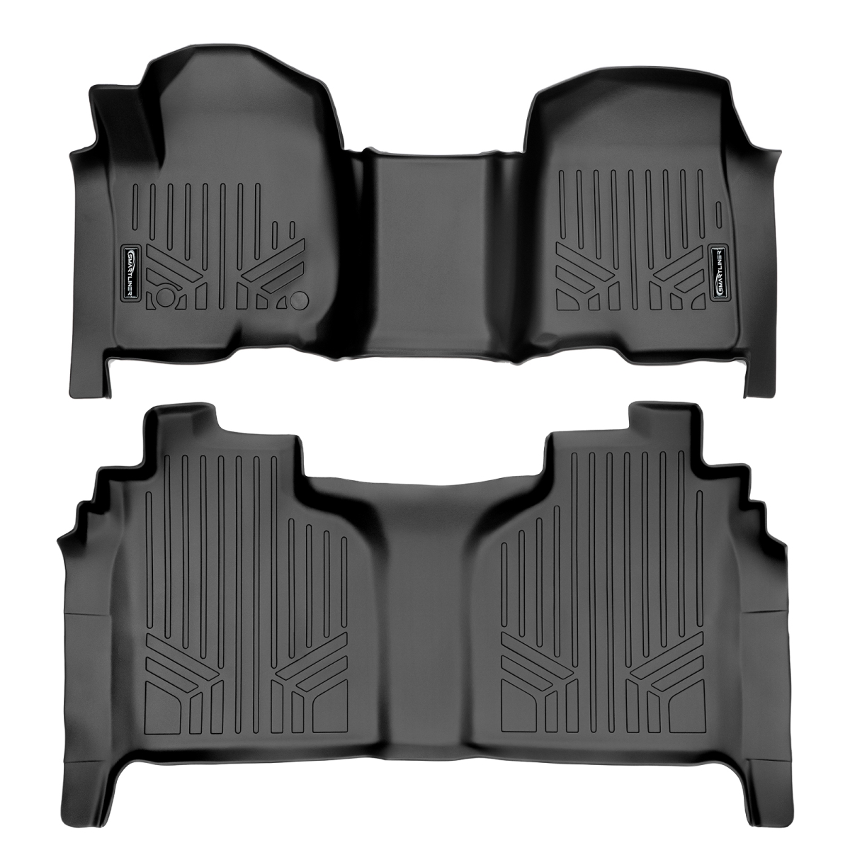 SA0401-B0400 2 Row Crew Cab Floor Mats Liner Set with 1st Row Bench Seat for 2019-2021 Silverado 1500, Black