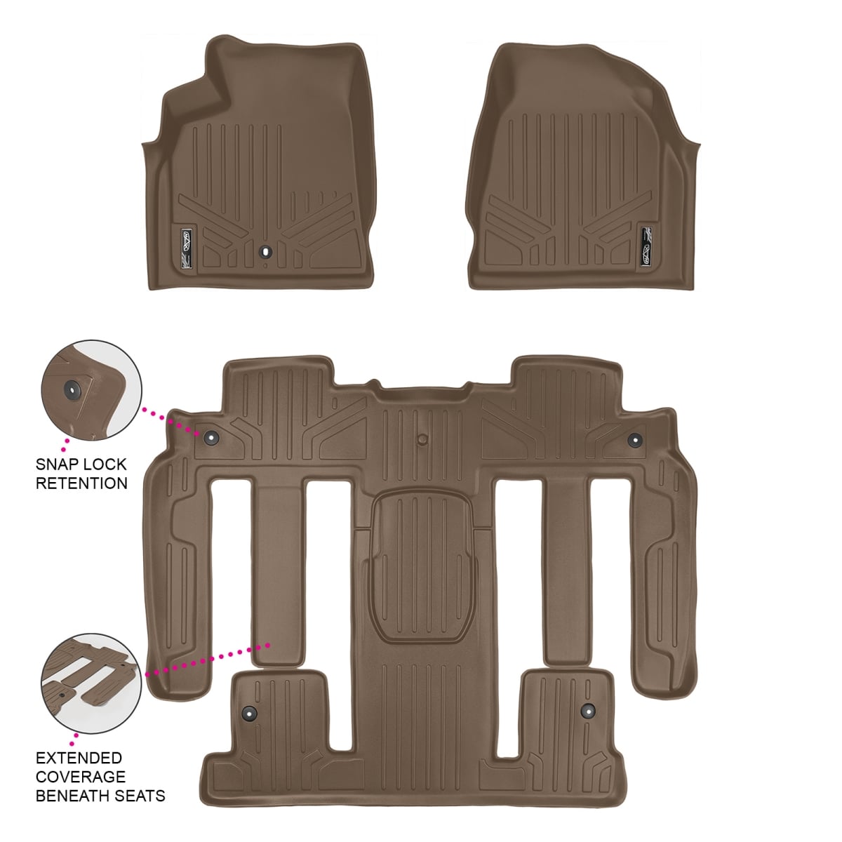 SA1043-B1326 Custom Fit Floor Mats for 2008 Enclave, Tan