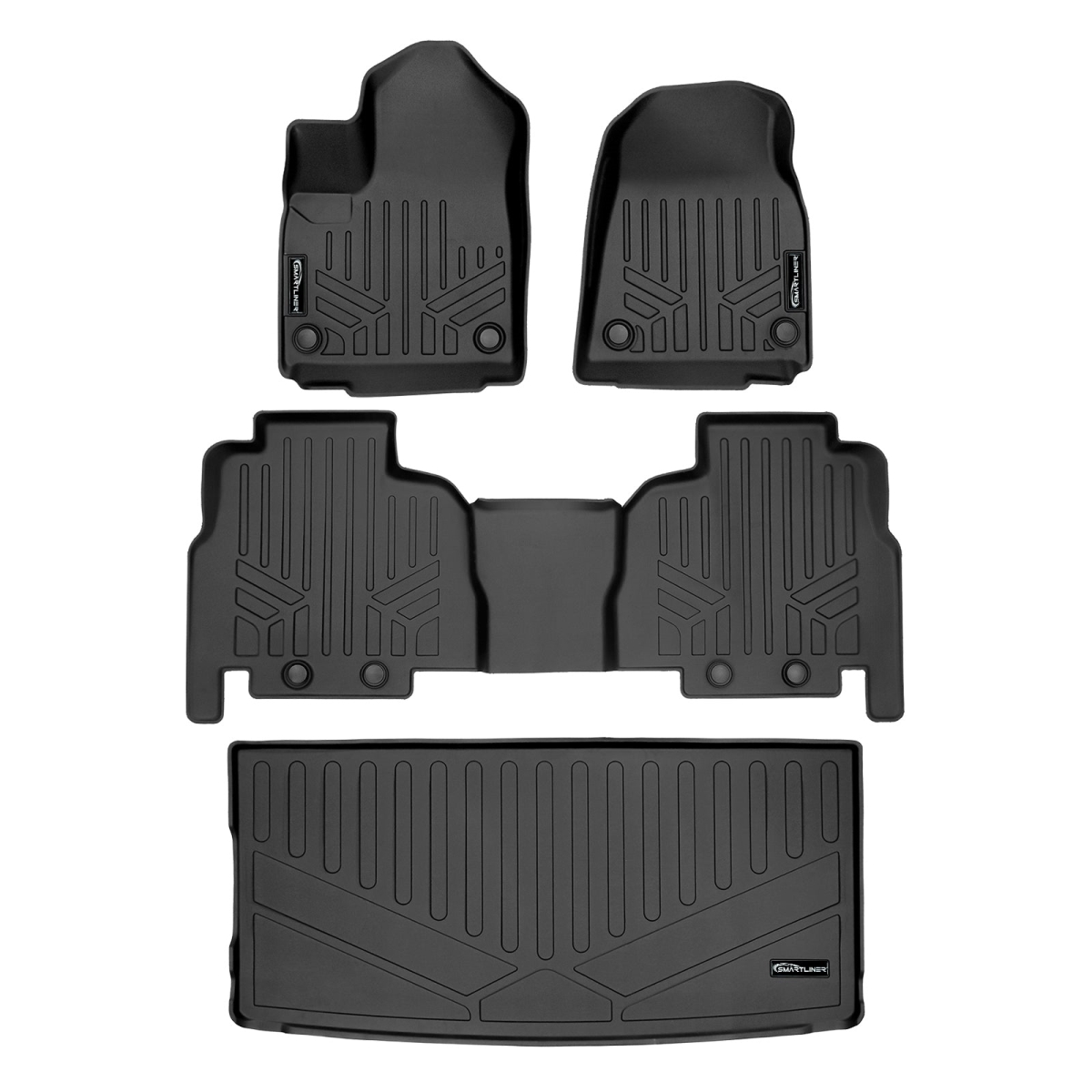 SA0573-B0577-E0580 Custom Fit 2 Row Cargo Liner Behind The 3rd Row Floor Mat Liner Set for 2022-2023 Jeep Grand Wagoneer, Black