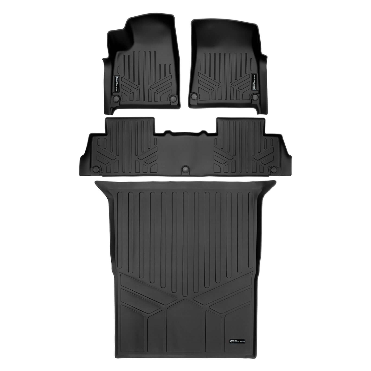 SA0615-B0698-D0698 All Weather 2 Row & Cargo Liner Behind the 2nd Row Floor Mat Liner Set for 2022-2024 Rivian R1S SUV, Black