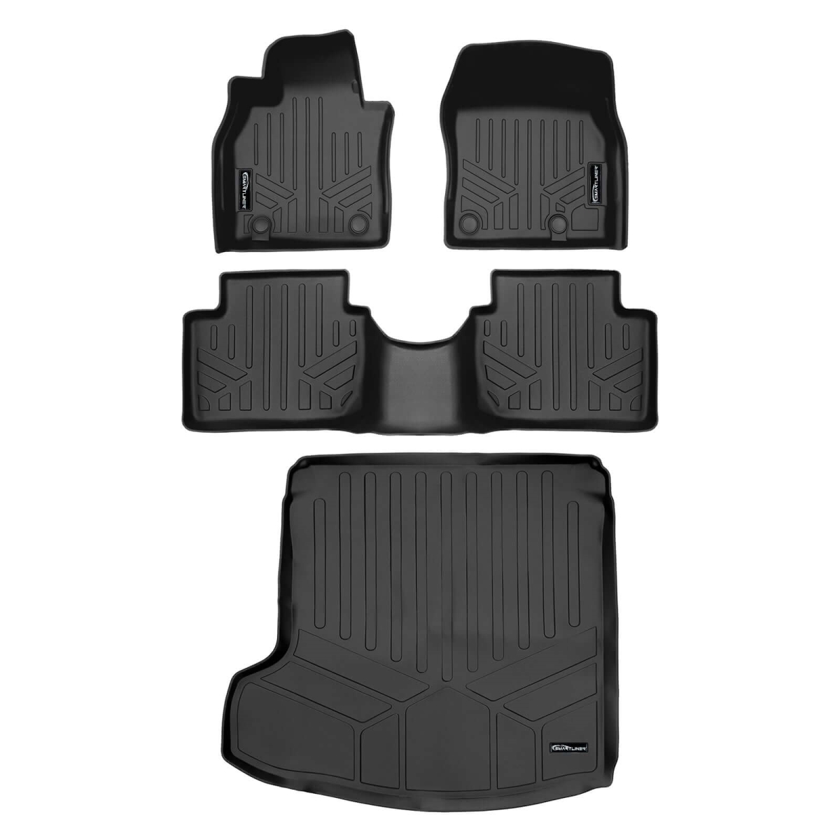 SA0609-B0696-D0609 All Weather 2 Row Floor Mats & Cargo Liner Set for 2019-2023 Mazda 3, Black - AWD Sedan Models