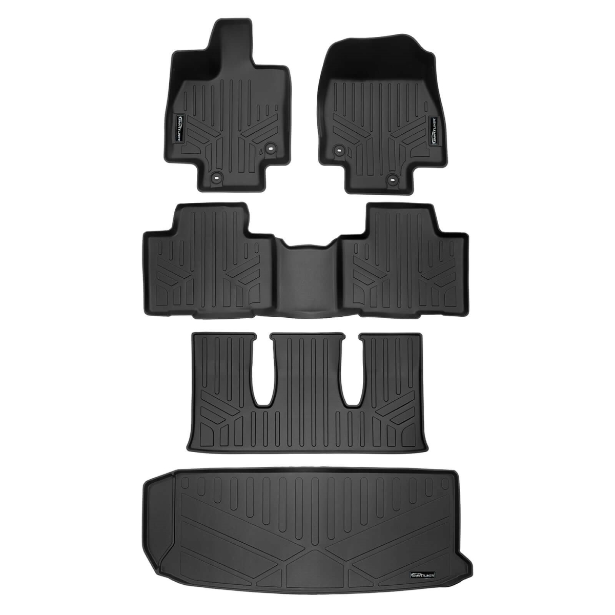 SA0719-B0719-C0719-E0719 All Weather Protection 3 Rows & Cargo Liner Behind 3rd Row Set for 2024 Toyota Grand Highlander, Black