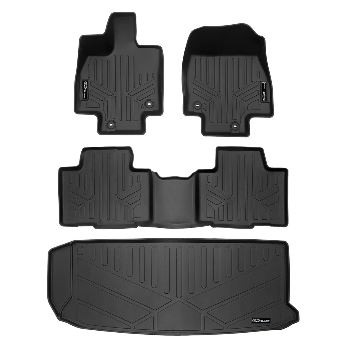 SA0719-B0719-E0719 All Weather Protection 2 Rows & Cargo Liner Behind 3rd Row Set for 2024 Toyota Grand Highlander, Black