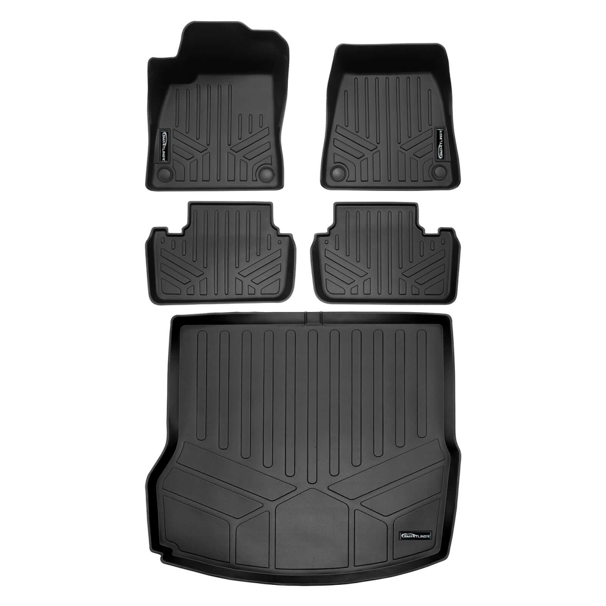 SA0712-B0712-D0712 All Weather Protection Floor Liners & Cargo Liner Behind the 2nd Row Seats for 2020-2025 Polestar 2, Black