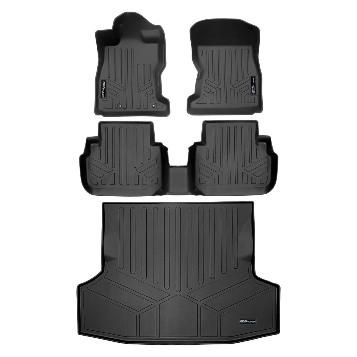 SA0720-B0358-D0720 All Weather Protection 2 Row Floor Mats & Cargo Liner Set for 2022-2024 Subaru WRX, Black