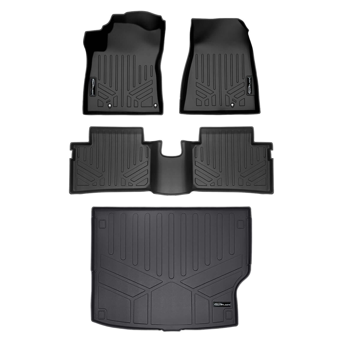 SA0652-B0706-D0706 All Weather 2 Row Floor Mats & Cargo Liner Set for 2023-2024 Kia Niro PHEV, Black