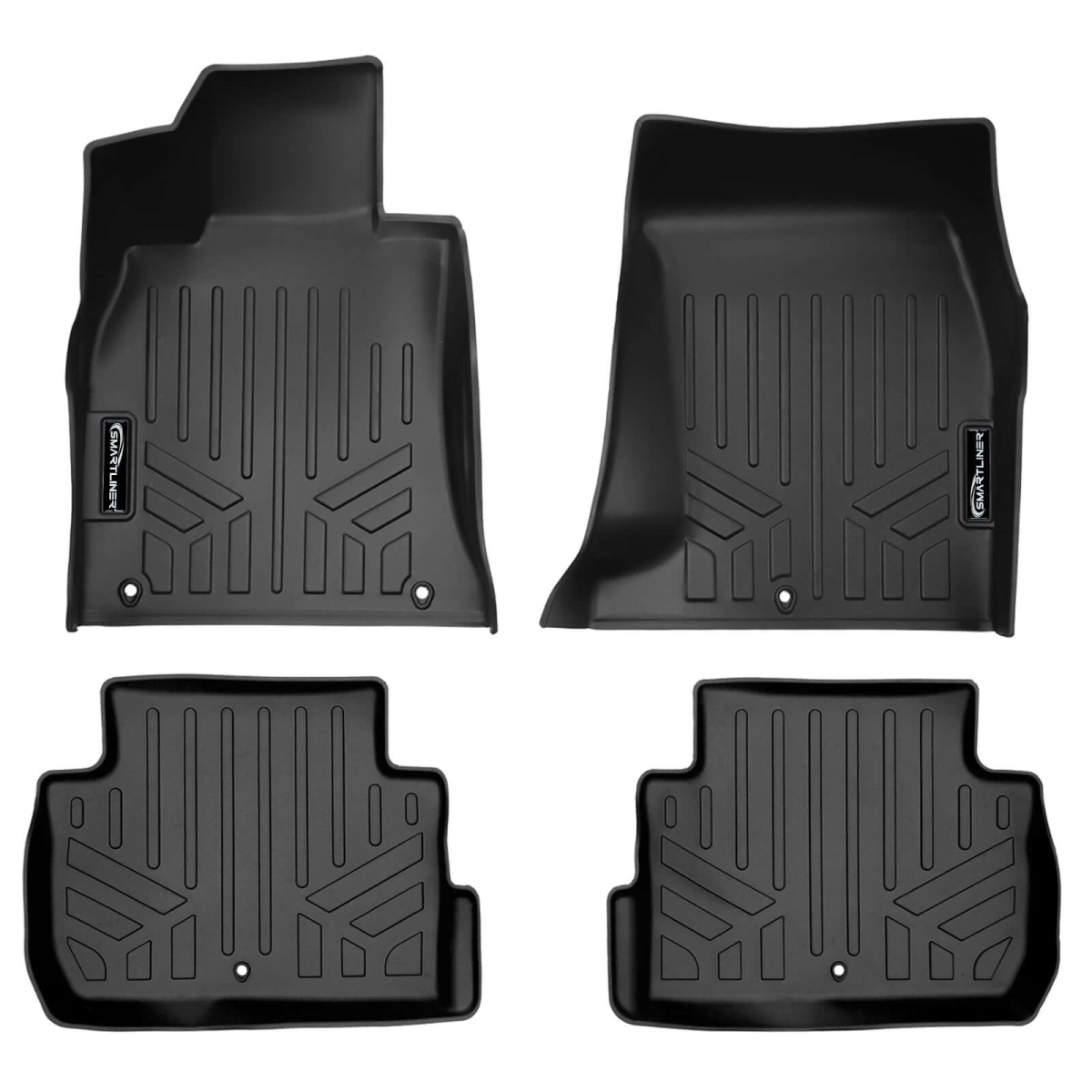 SA0685-B0554 All Weather 2 Row Floor Mat Liner Set for 2018-2023 Kia Stinger, Black