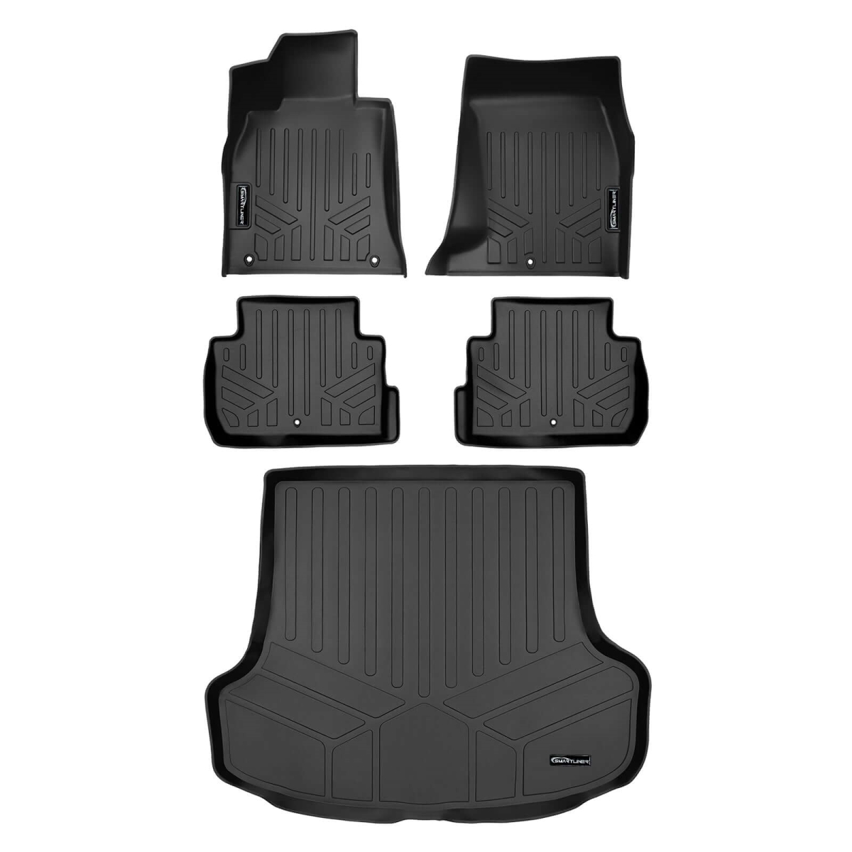 SA0685-B0554-D0554 All Weather 2 Row Floor Mats & Cargo Liner Set for 2018-2023 Kia Stinger, Black