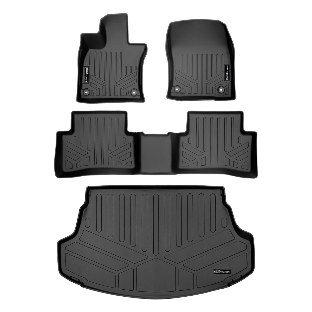 SA0441-B0441-D0655 All Weather 2 Row Floor Mats & Cargo Liner Set for 2019-2023 Lexus UX Hybrid, Black - Models Without Subwoofer in Cargo Area