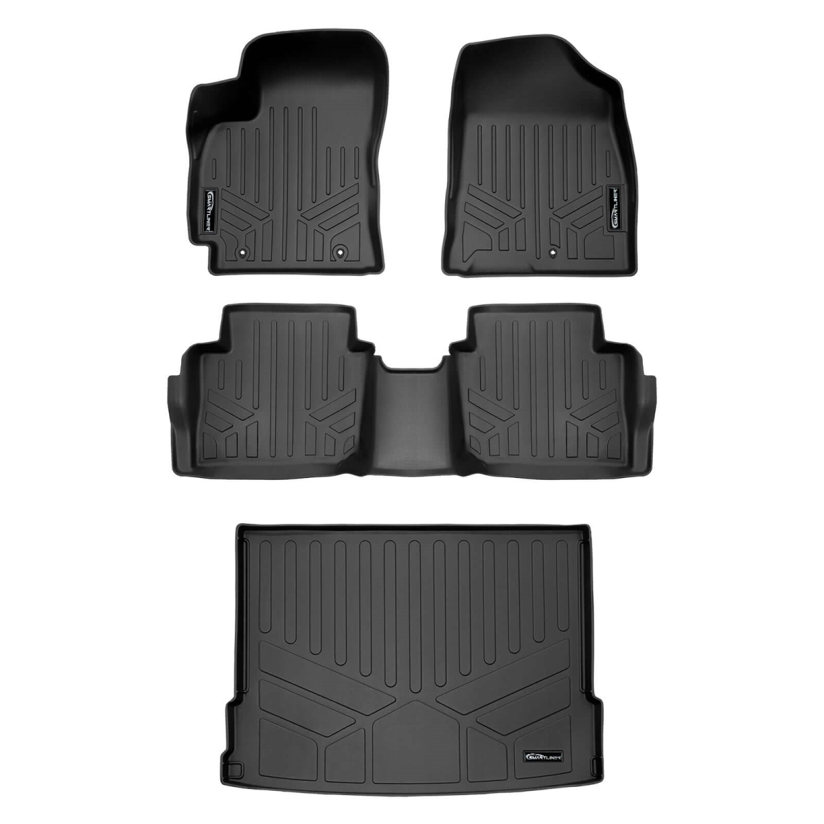 SA0725-B0725-D0725 All Weather Protection 2 Row Floor Mats & Cargo Liner Set for 2024-2025 Hyundai Kona, Black