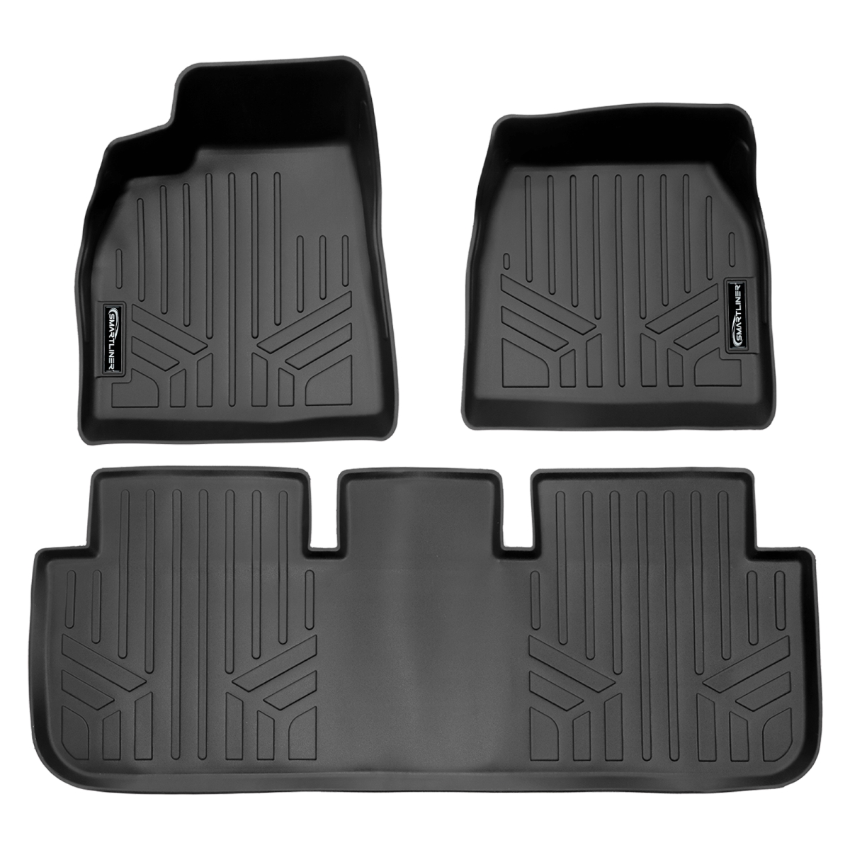 SA0729-B0729 All Weather Protection 2 Row Floor Mat Liner Set for 2020-2023 Tesla Model S, Black