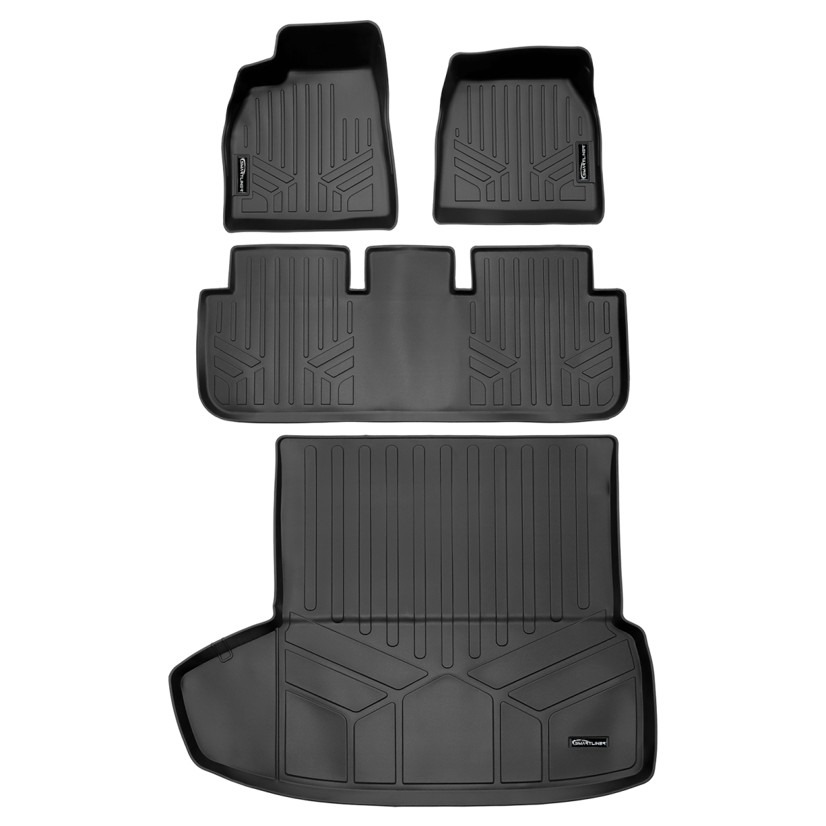 SA0729-B0729-D0729 All Weather Protection 2 Row Cargo Liner Set Behind the 2nd Row Floor Mats for 2020-2023 Tesla Model S, Black