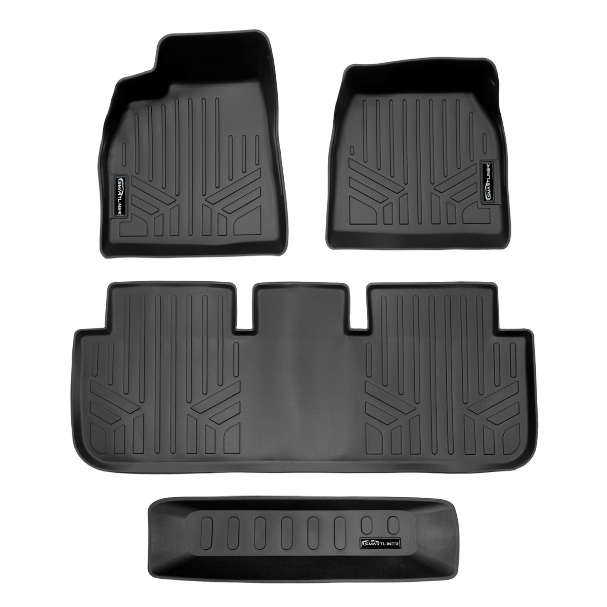 SA0729-B0729-E0729 All Weather Protection 2 Row Floor Mats & Cargo Liner Under The Cargo Deck Set for 2020-2023 Tesla Model S, Black