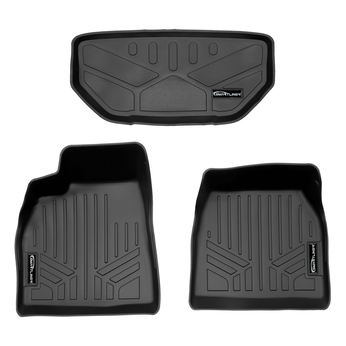 SA0729-F0729 All Weather Protection 1st Row Floor Liner & Front Trunk Liner Set for 2020-2023 Tesla Model S, Black