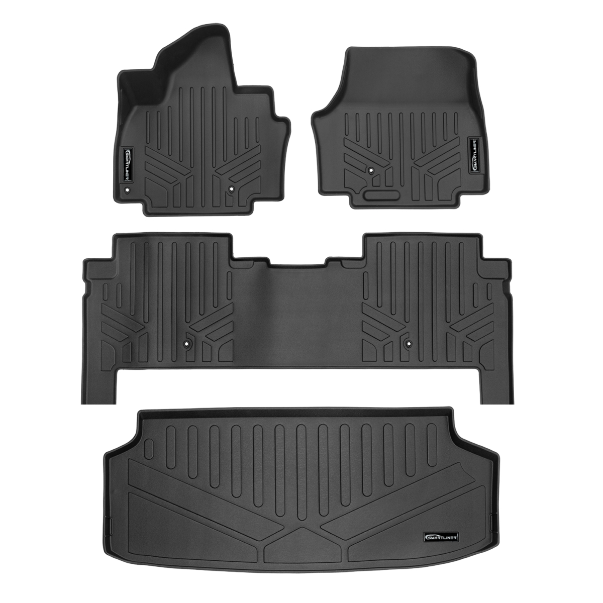 SA0737-B0737-E0737 All Weather 2 Rows & Cargo Liner Behind the 3rd Row Set for 2024 Kia EV9, Black