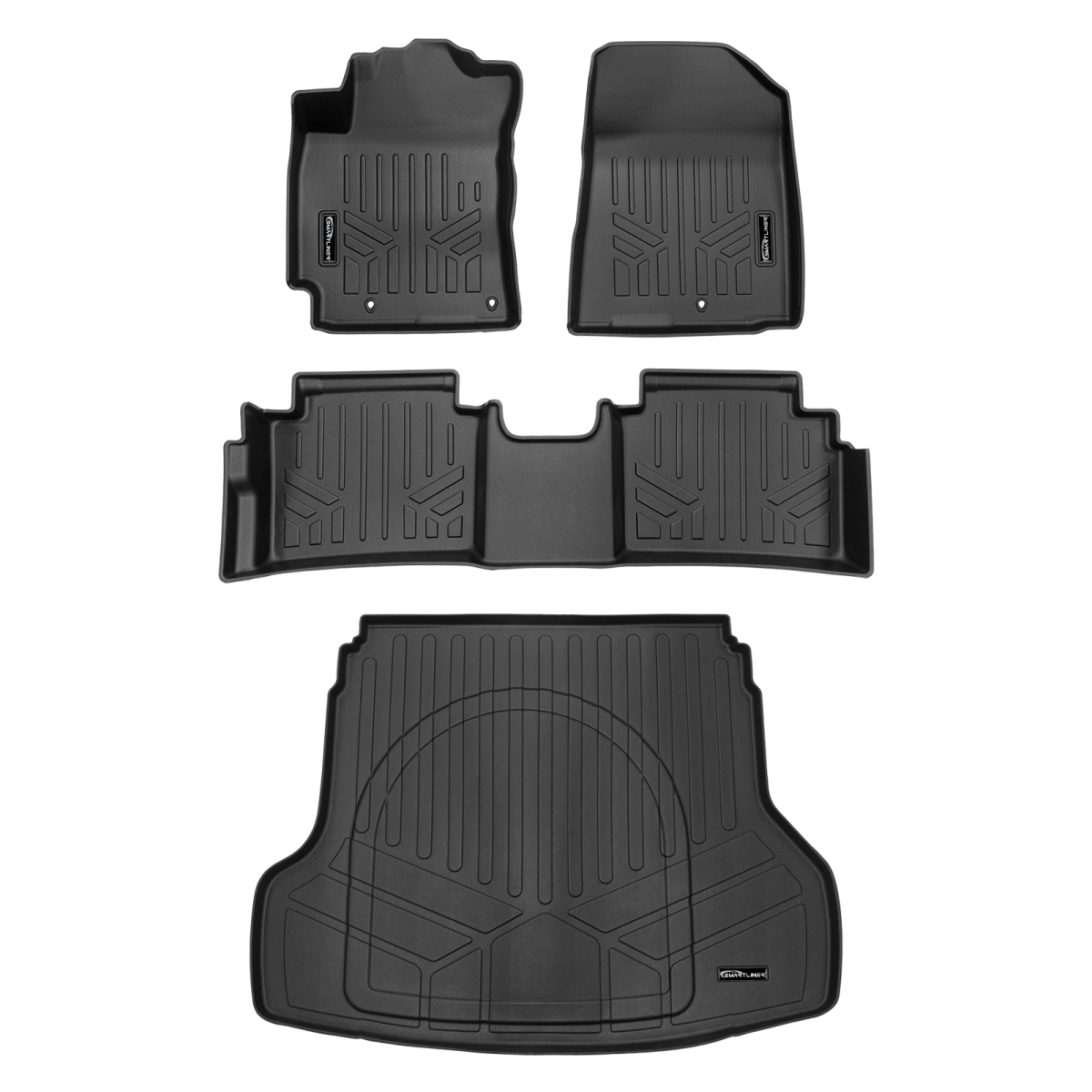 SA0735-B0735-D0735 All Weather Protection 2 Row Behind the 2nd Row Floor Mats & Cargo Liner Set for 2019-2024 Kia Forte, Black