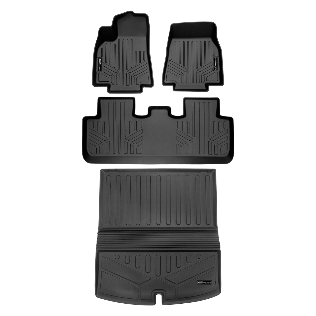 SA0529-B0529-D0715 All Weather Protection Floor Liners & Cargo Liner Behind 2nd Row Set for 2020-2023 Tesla Model Y, Black
