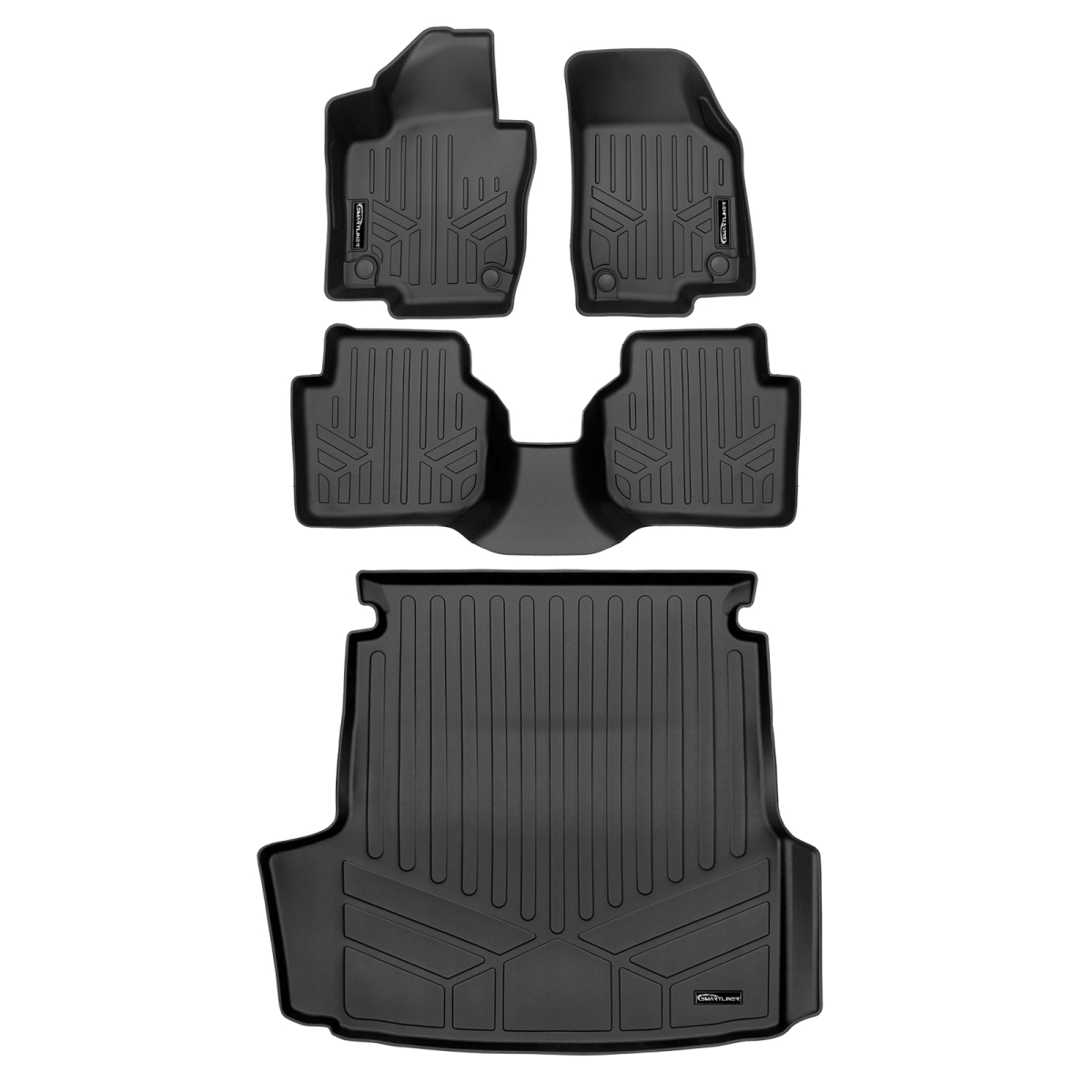SA0279-B0659-D0659 All Weather 2 Row Floor Mats & Cargo Liner Set for 2024 Hyundai Santa Fe, Black