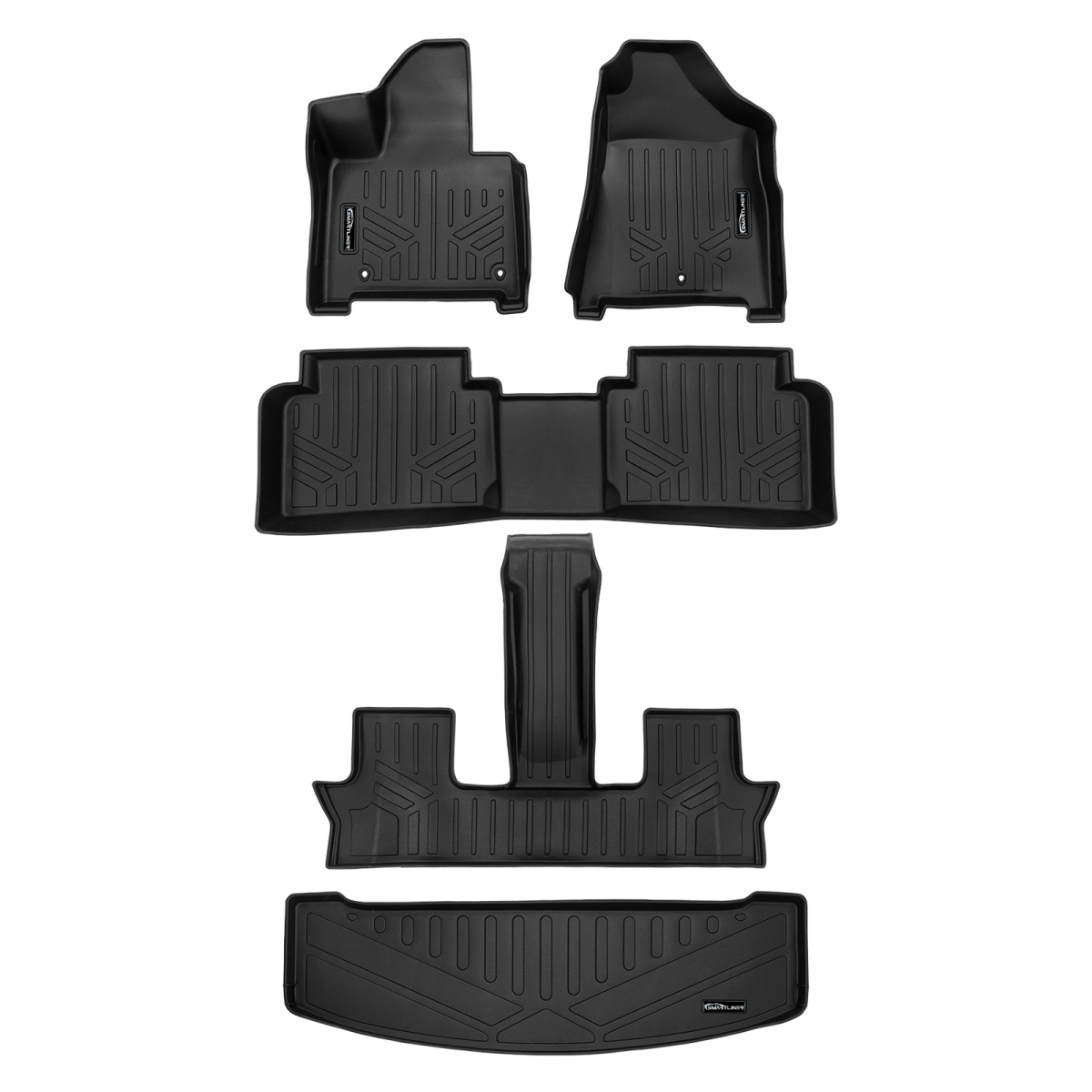 SA0742-B0742-C0742-E0742 All Weather Protection Floor Liners & Cargo Liner E0742 Behind the 3rd Row Seats for 2024-2025 Hyundai Santa Fe, Black