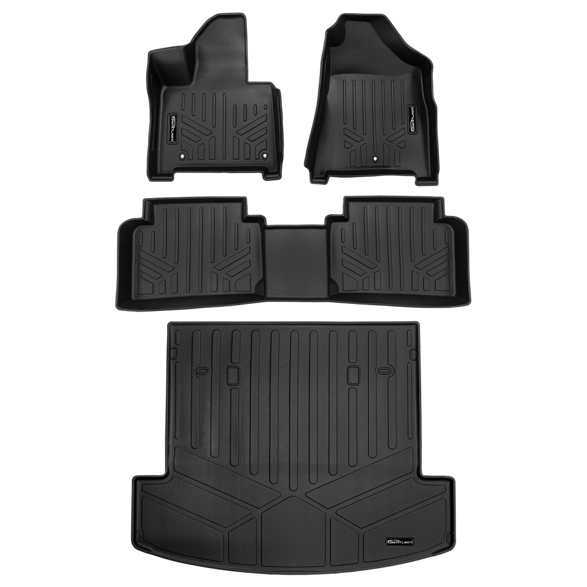 SA0742-B0742-D0742 All Weather Protection Floor Liners & Cargo Liner Behind the 2nd Row Seats for 2024-2025 Hyundai Santa Fe, Black