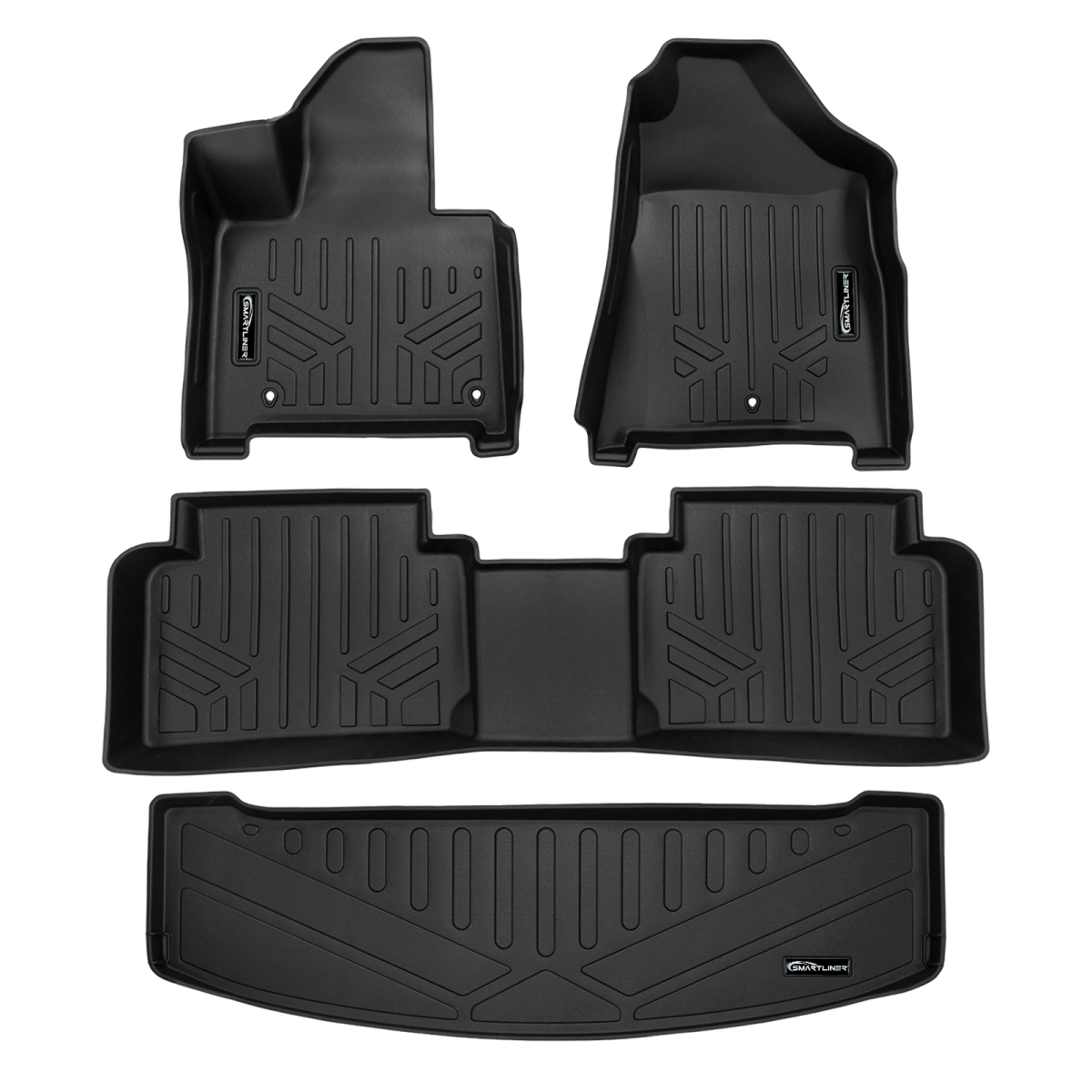 SA0742-B0742-E0742 All Weather Protection Floor Liners & Cargo Liner Behind the 3rd Row Seats for 2024-2025 Hyundai Santa Fe, Black