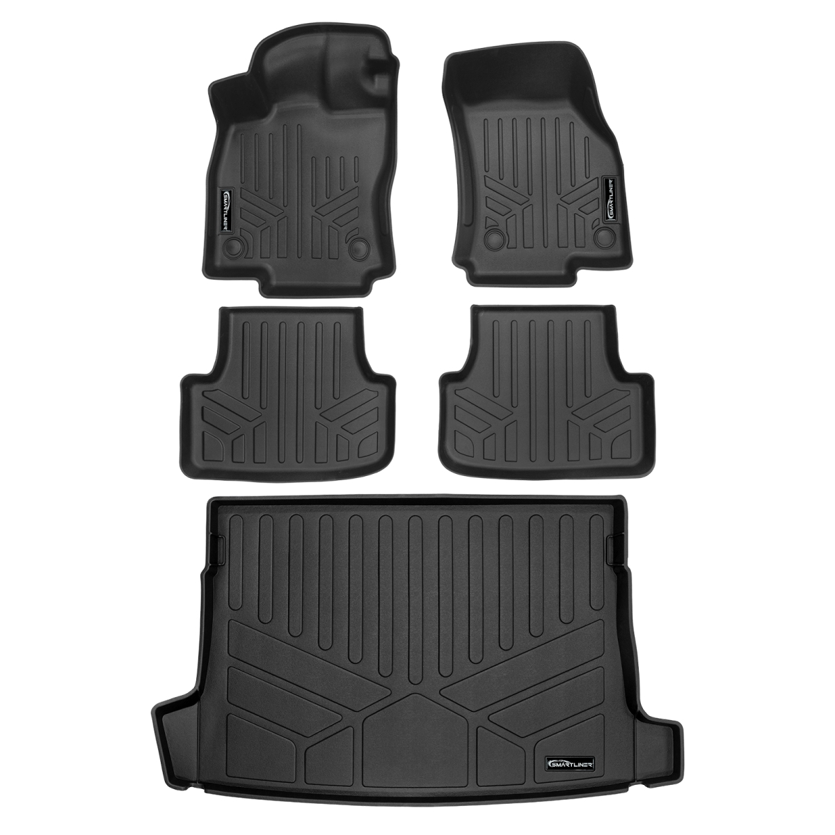 SA0741-B0741-D0741 All Weather Protection 2 Row Floor Mats & Cargo Liner Set for 2022-2024 Volkswagen Golf R, Black
