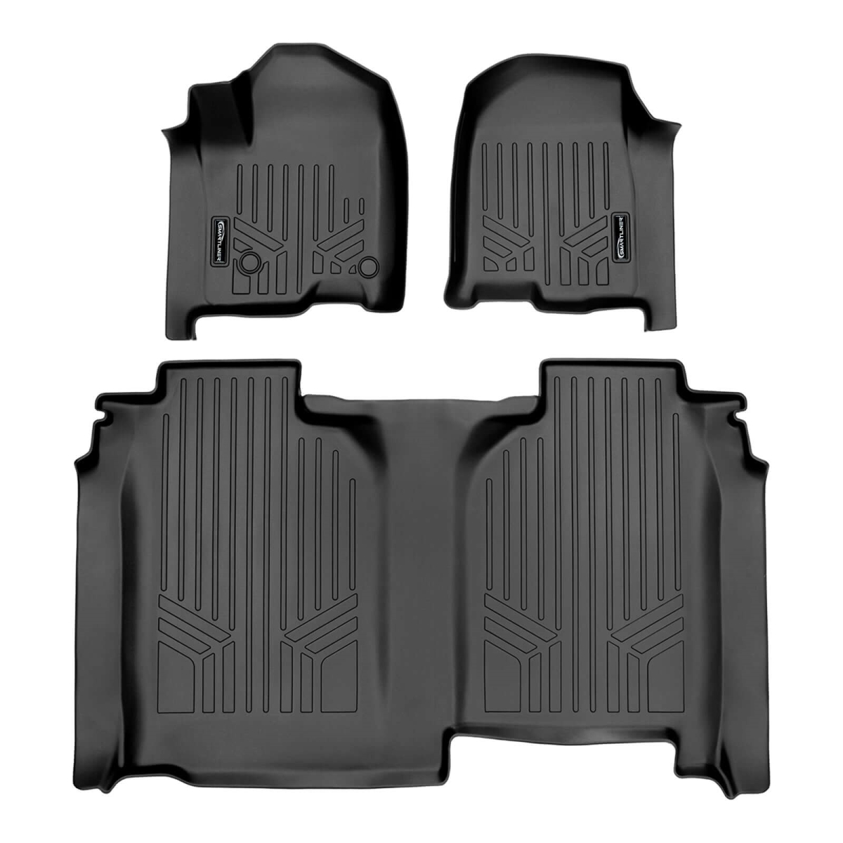 SA0400-B0457 2 Row Floor Liner Set for 2019-2024 Silverado Sierra 1500, Black