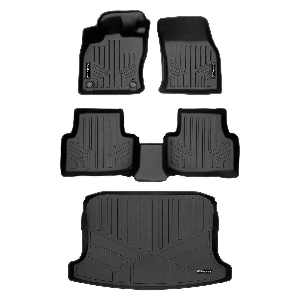SA0562-B0562-D0562-R All Weather 2 Row Floor Mats & Cargo Liner Set for 2022-2024 Volkswagen Taos, Black